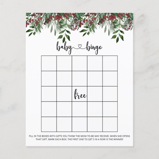 Papier Jeu de bingo bébé hiver vert (Devant)
