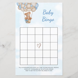 Papier Jeu de Bingo Bébé Ours en Peluche