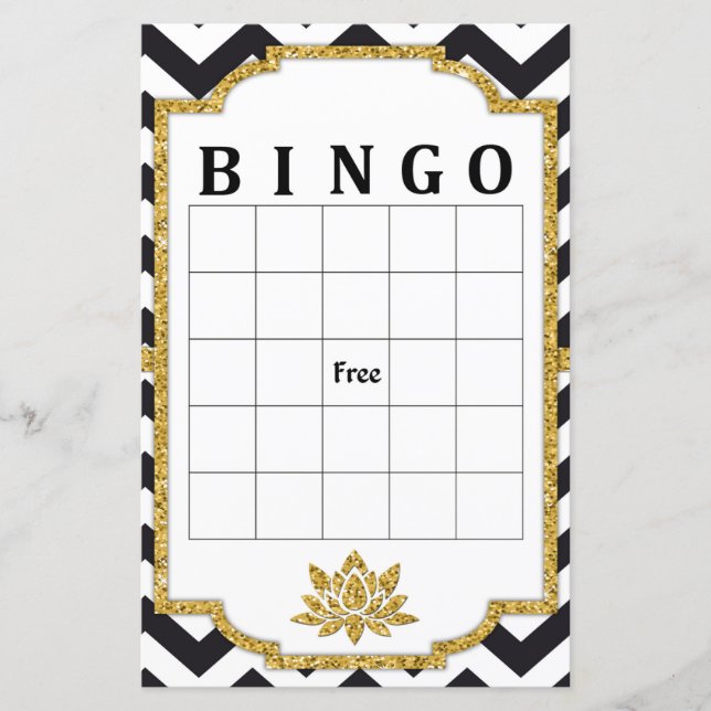 Papier Jeu de bingo Black White Chevron (Devant)