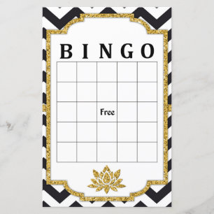 Papier Jeu de bingo Black White Chevron