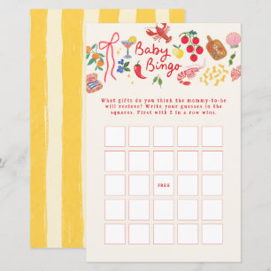 Papier Jeu de bingo Ciao Baby Baby Shower Jeu d'art folkl