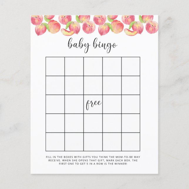 Papier Jeu de bingo de Baby shower de pêche d'aquarelle (Devant)