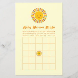 Papier Jeu de bingo de baby shower orange et jaune soleil