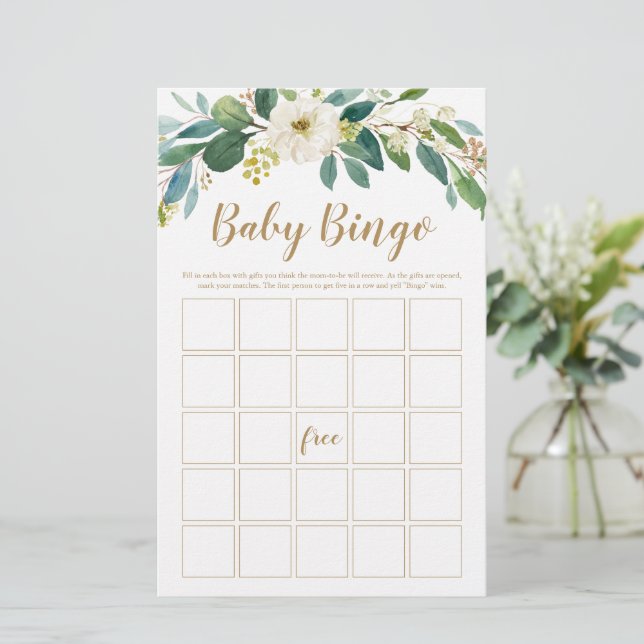 Papier Jeu de Bingo de bébé vert (Debout devant)