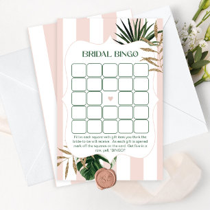 Papier Jeu de bingo de douche de mariée de palme rose rét