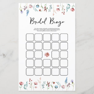 Papier Jeu de bingo de douche fleur sauvage