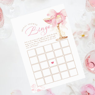 Papier Jeu de Bingo de Fête des mariées de Bow Rose