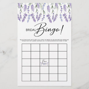 Papier Jeu de bingo de Fête des mariées de lavande