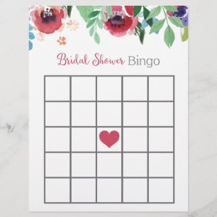 Papier Jeu de Bingo de Fête des mariées Florale