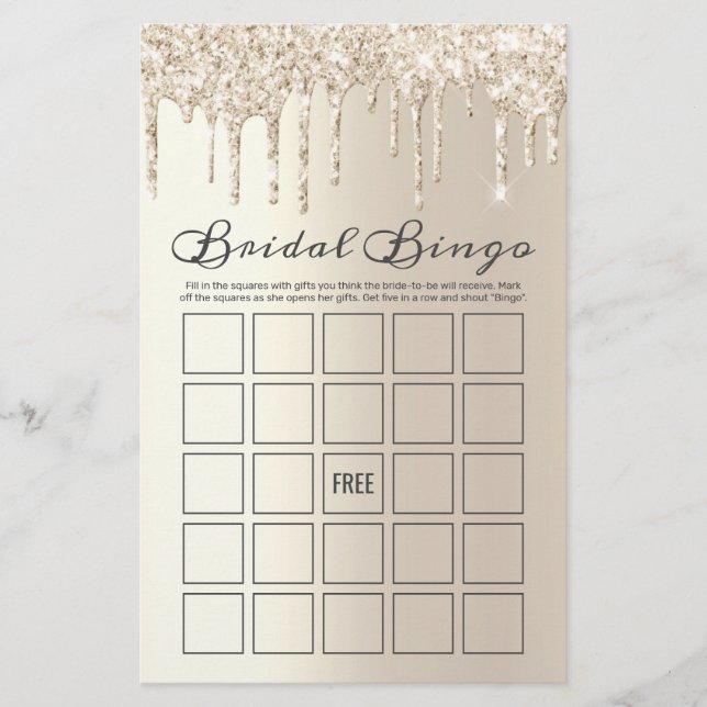 Papier Jeu de Bingo de Mariage Élégant avec Champagne qui (Devant)