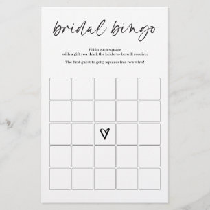 Papier Jeu de Bingo de Mariage Moderne Simple Minimaliste