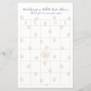 Papier Jeu de bingo de mariée botanique