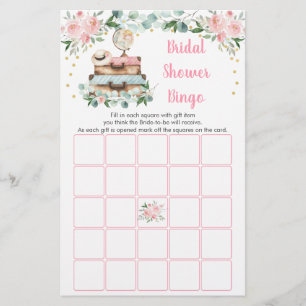 Papier Jeu de Bingo Floral Rose Doré pour Voyage et Maria