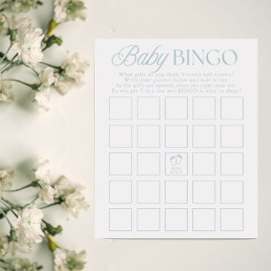 Papier Jeu de bingo minimaliste pour baby shower Blue Boy