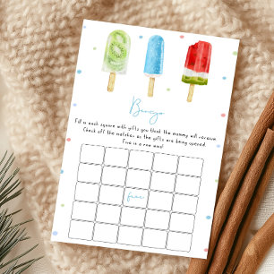 Papier Jeu de Bingo pour Baby Shower Blue Popsicle