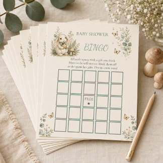 Papier Jeu de bingo pour baby shower Bunny Woodland Neutr
