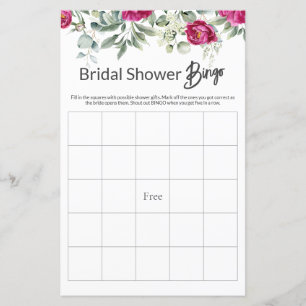 Papier Jeu de BINGO pour Baby Shower de mariage floral ro