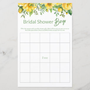 Papier Jeu de BINGO pour Baby Shower Mariage Fleurs Jaune
