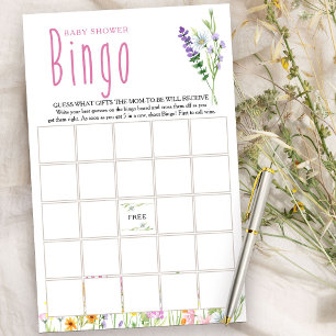 Papier Jeu de Bingo pour Baby Shower Prairie Fleurie