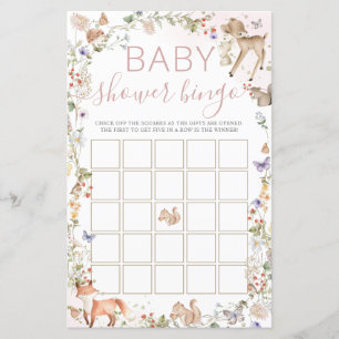 Papier Jeu de bingo pour baby shower sur le thème des fle