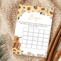 Jeu de Bingo pour Baby Shower Vache Highland Tourn