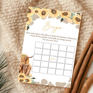 Papier Jeu de Bingo pour Baby Shower Vache Highland Tourn