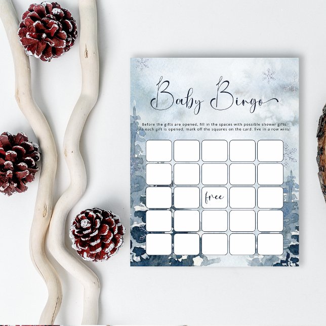 Papier Jeu de bingo pour bébé des pins bleus d'hiver (Créateur téléchargé)