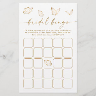 Papier Jeu de bingo pour la douche de mariée papillon bla