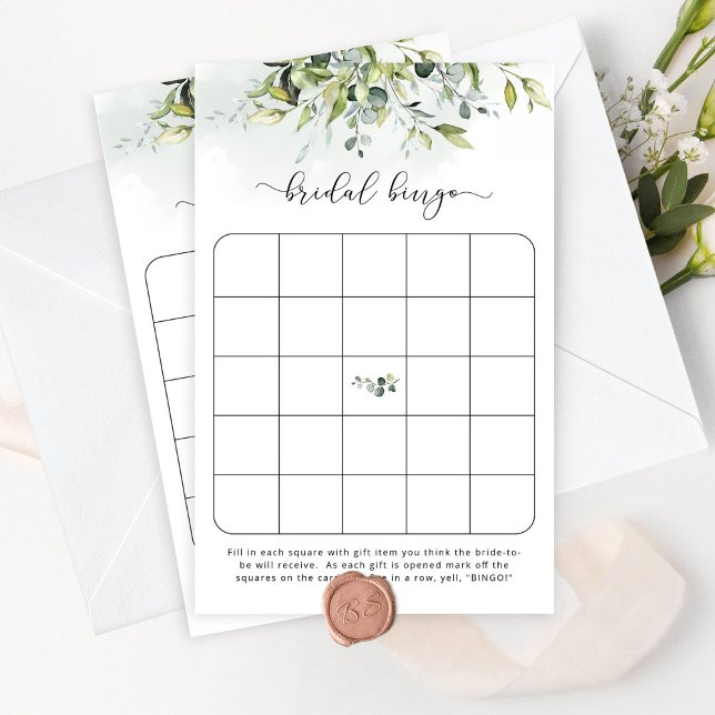 Papier Jeu de bingo pour mariée verte (Créateur téléchargé)