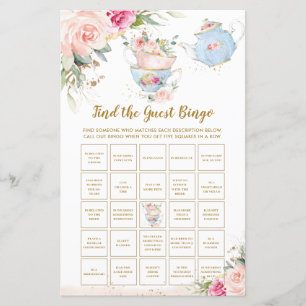 Papier Jeu de Bingo pour trouver l'invité à la fête de th