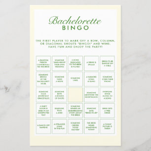 Papier Jeu de Bingo Retro Green & Yellow Bachelorette