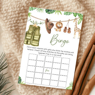 Papier Jeu de Bingo sur les Animaux de la Jungle Safari T