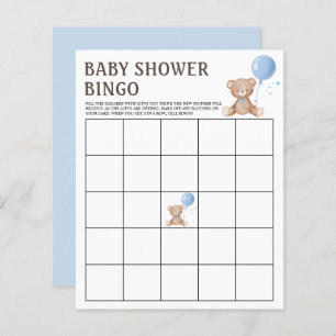 Papier Jeu de Bingo Teddy Bear Boy Baby shower Games