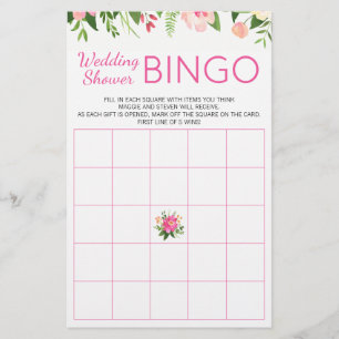 Papier Jeu de Bingo Wedding shower rose vif