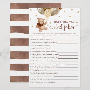 Papier Jeu de blagues de papa pour Baby Shower Teddy Bear