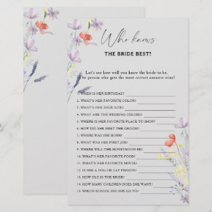 Papier Jeu de boho floral qui connaît le mieux la mariée