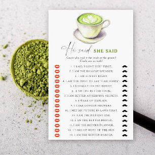 Papier Jeu de bridal shower sur le thé matcha Il a dit qu