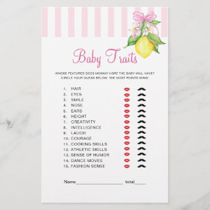 Papier Jeu de caractéristiques de bébé Lemons Baby