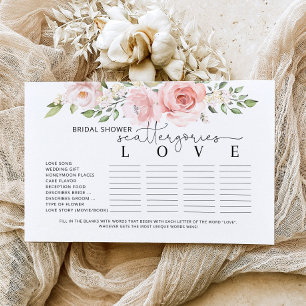 Papier Jeu de catégories de baby shower floral rose