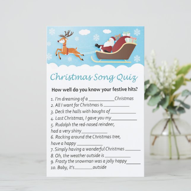 Papier Jeu de chansons de Noël de rennes de père Noël (Debout devant)