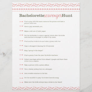 Papier Jeu de chasse au trésor de bachelorette rose préfa