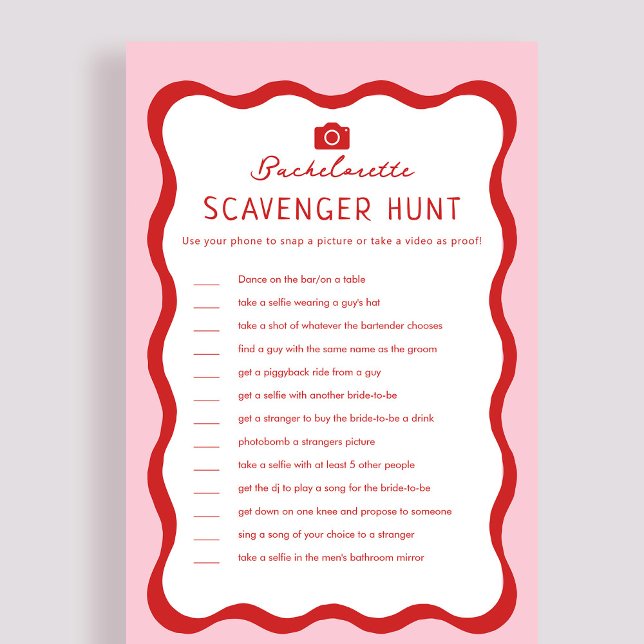 Papier Jeu de chasse au trésor de Bachelorette rouge rose (Créateur téléchargé)