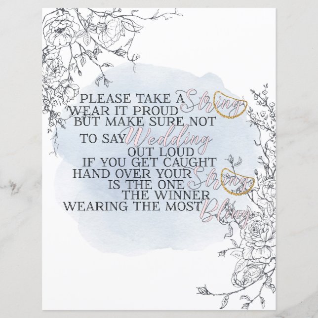 Papier Jeu de collier Jeu de Fête des mariées botanique (Devant)