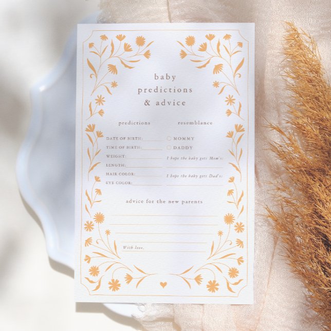 Papier Jeu de conseils de prédiction de Baby shower flora (Créateur téléchargé)