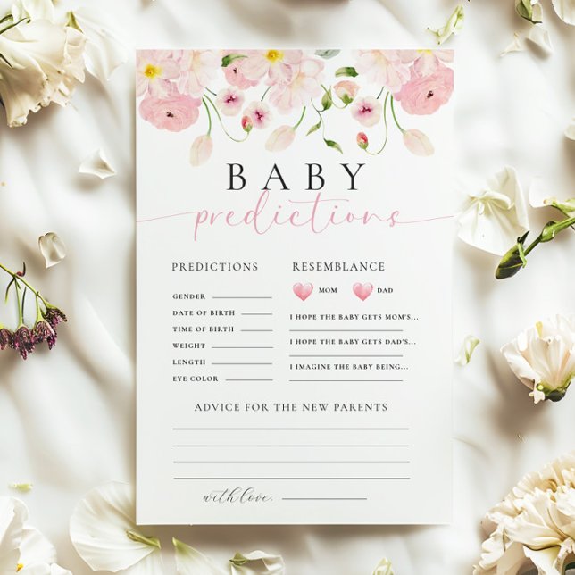 Papier Jeu de conseils de prédiction de Baby shower rose (Créateur téléchargé)