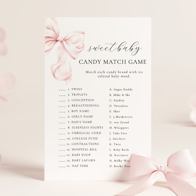 Papier JEU DE CORRESPONDANCE À Baby shower À Cou Rose (Créateur téléchargé)