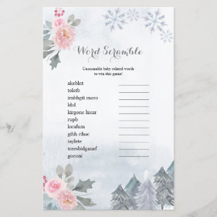 Papier Jeu de course à mot Hiver Flore Snowflakes