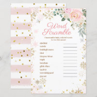 Jeu de course à mot Hiver Pink Floral Snowflakes