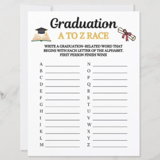 Papier Jeu de course de A à Z pour la remise des diplômes
