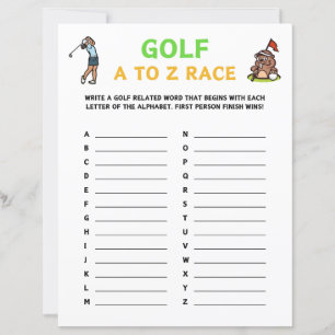 Papier Jeu De Course De Golf A À Z